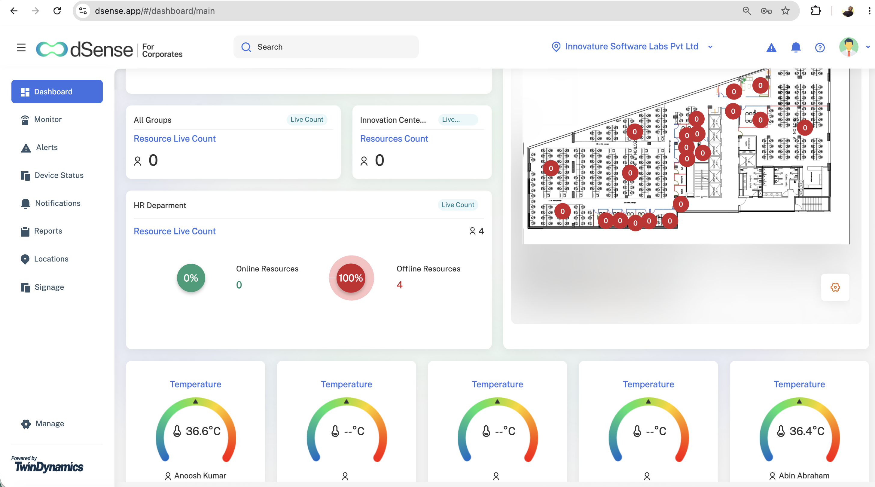 dSense widgets for different operational views